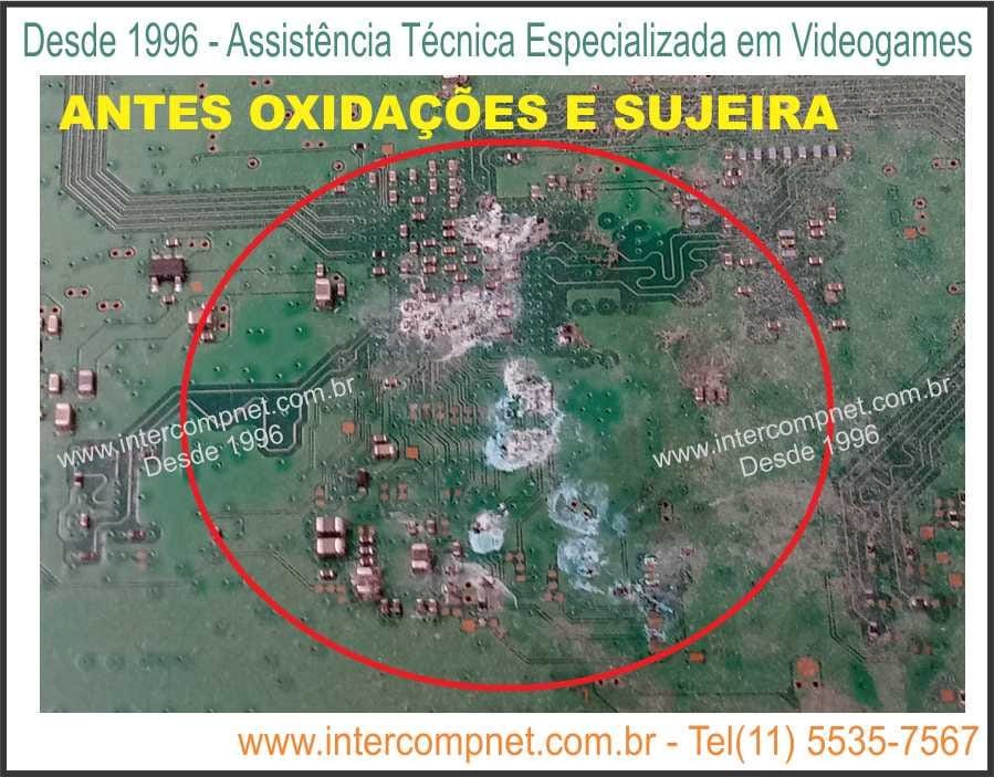 Oxidações no circuito é uma das causas do defeito de não ligar, a placa entra em curto.